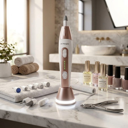 Set de Manicura y Pedicura | 5 Velocidades | Luz LED | 7 Accesorios Incluidos | Kit para Cuidado de Uñas