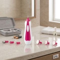 Maniküre- und Pediküre-Set | 2 Geschwindigkeitsstufen | LED-Licht | 6 Zubehörteile inklusive | Nagelpflege-Set