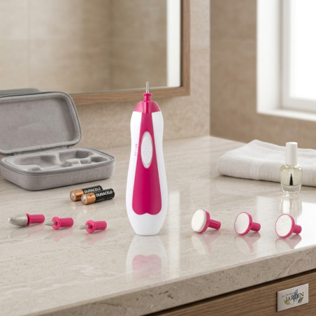 Kit manucure et pédicure | 2 vitesses | Lumière LED | 6 accessoires inclus | Kit de soin des ongles