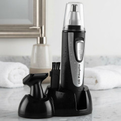  Orbegozo nose, ear, beard and mustache trimmer.  2 interchangeable heads.  No wires.