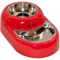 Doppelnapf für Hunde aus Edelstahl, rutschfest, Rot. 350 und 380 ml Petipop, 35x21x10 cm Doppelnapf für Hunde aus Edelstahl, rutschfest, Rot. 350 und 380 ml Petipop, 35x21x10 cm