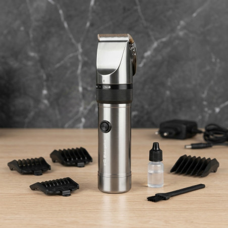 Máquina de cortar cabelo profissional de cerâmica Orbegozo 5W, corpo de alumínio, bateria de lítio removível, potente e durável