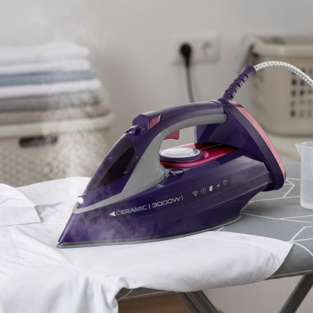 Plancha vapor Orbegozo 3000W, modos normal, vertical y en seco, depósito 450ml, planchado rápido y eficaz para todos los tejidos