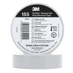 Lot de 5 rouleaux de ruban isolant PVC blanc 3M (19 mm x 20 m) | Ruban isolant universel 600 V | Protection des câbles