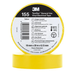 3M Gelbes PVC-Isolierband 19 mm x 20 m | 600 V Universal-Elektroisolierband | Kabelisolierung und -schutz
