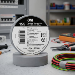 3M Graues PVC-Isolierband 19 mm x 20 m | Universelles Elektroisolierband 600 V | Kabelisolierung und -schutz