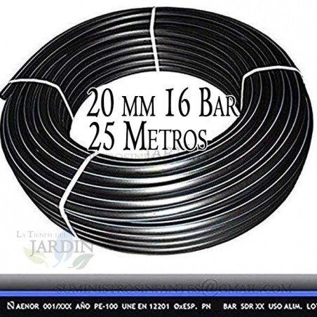 Tubo de polietileno de grau alimentício 20 mm 16 bar 25 m PE100 alta densidade