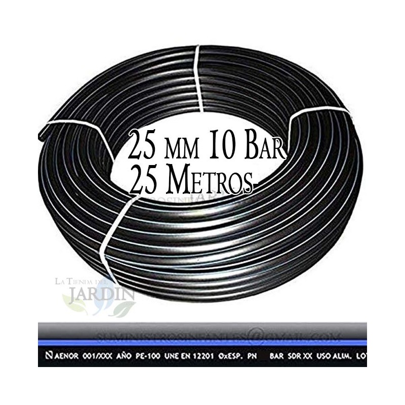 Tuberia agua potable 25mm 10 bar 25m | Tuberia 25 mm PE100 Alimentaria alta densidad | Tuberia Polietileno banda azul AENOR Tuberia agua potable 25mm 10 bar 25m | Tuberia 25 mm PE100 Alimentaria alta densidad | Tuberia Polietileno banda azul AENOR