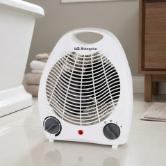 Calefactor compacto 2000W Orbegozo, Función ventilador, Calefactor de Aire, Calefactor de baño para suelo, Blanco