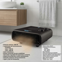 Orbegozo 2200W Horizontal Heater | Fan Function | Adjustable Thermostat | Floor Heater for Bathroom and Home
