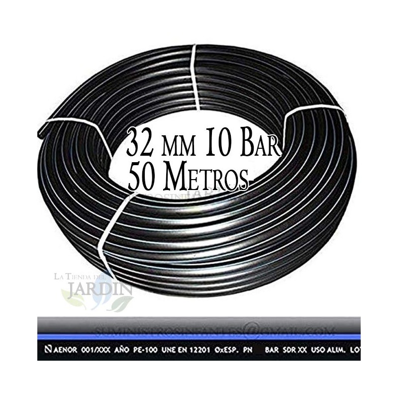 Tuberia agua potable 32mm 10 bar 50m | Tuberia 32 mm PE100 Alimentaria alta densidad | Tuberia Polietileno banda azul AENOR Tuberia agua potable 32mm 10 bar 50m | Tuberia 32 mm PE100 Alimentaria alta densidad | Tuberia Polietileno banda azul AENOR