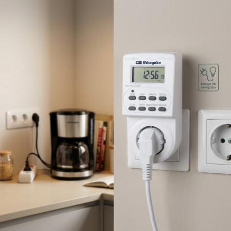 Programmatore/Timer digitale Orbegozo 24 ore. Potenza massima 3600W. Dispositivi fino a 16 A.