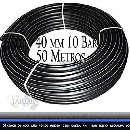 Tubo de água potável de 40 mm e 10 bar, 50 m | Tubo de polietileno de alta densidade PE100 de 40 mm para uso alimentício | Tubo 