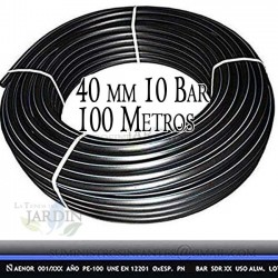 Tuberia Polietileno Alimentaria 40mm 10 bar 100m PE100 alta densidad