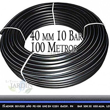 Tubo irrigazione 40mm PN 10 in polietile ad alta desità PE100, rotolo da 100 metri, adatta all'uso acqua potabile