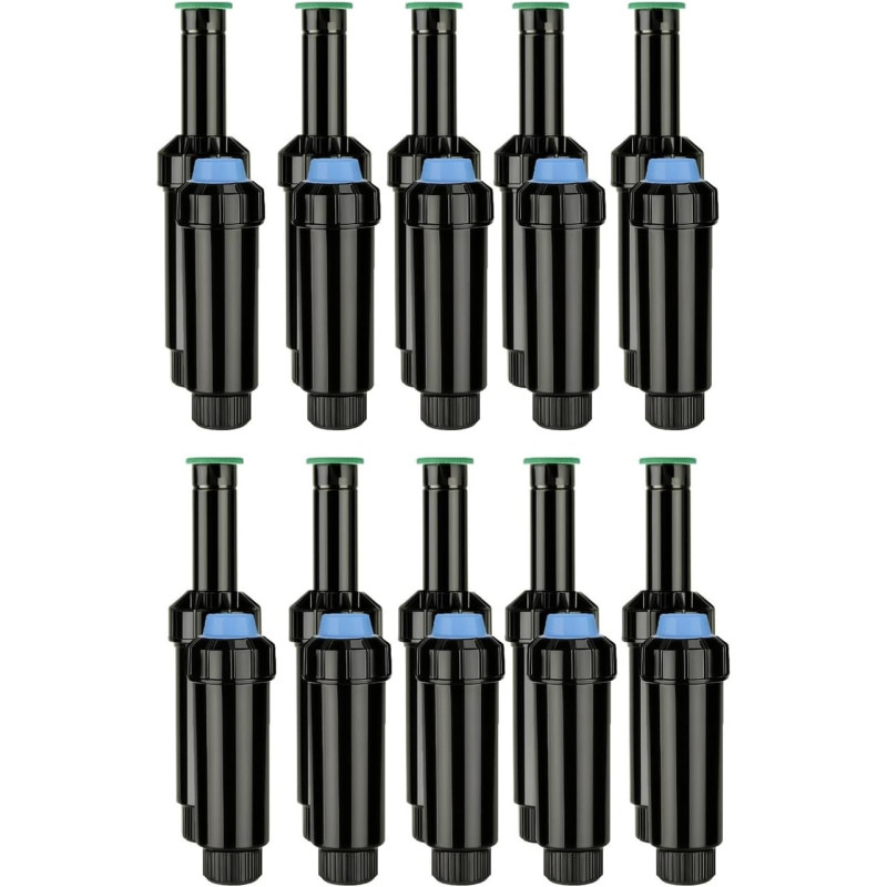 Difusor de riego KRain 5cm con Tobera KVF-15 | Alcance 4,5 m | Pack 10 Aspersor Regulable 0º a 360º | Riego Preciso de Jardin