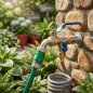 Garden tap double sphere hose 1/2" x 3/4" x 3/4 "vertical