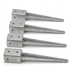 Pacote com 4 suportes de madeira para postes 9x9x90 cm | Estacas quadradas de aço galvanizado | Ancoragens de solo para bases de