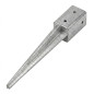 Piquet d'angrage carré métallique 9 x 9 cm, base de 90 cm, idéaux pour poteaux en bois, gris