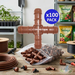 Pacote com 100 Conectores Cruzados para Irrigação por Gotejamento de 16mm | Conector Cruzado para Tubo de 16mm | Irrigação por G