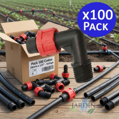 Lot de 100 Coude gaine cannelé 16mm x 1/2'' male avec anneau de sécurité