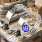 Packung mit 25 Metallschellen für 52-mm-Rohre | Flachschlauchschellen | Für Bewässerungsanlagen
