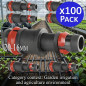 100 x DRIP LINK with SAFETY RING 20-16MM. Irrigation tube hose union 20mm to 16mm