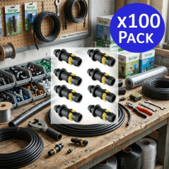 Lot de 100 Raccord connexteur 16mm avec anneau de sécurité pour goutte à goutte