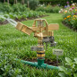 Brass irrigation sprinkler 1/2" adjustable. Range 10-15 meters. Flow 9 to 20 liters / minute