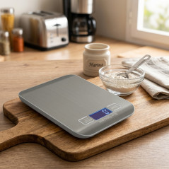 Balance de cuisine en bois 5 kg - Graduation 1 g | Balance de cuisine numérique | Balance alimentaire 14 x 18 cm