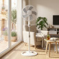 Ventilador de pedestal de 16" | Ventilador com cabeça oscilante de 3 velocidades | Altura ajustável de 1,3 m | Potência de 50 W Ventilador de pedestal de 16" | Ventilador com cabeça oscilante de 3 velocidades | Altura ajustável de 1,3 m | Potência de 50 W
