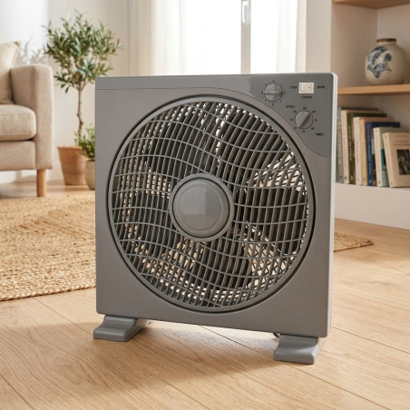 12" 40W Square Floor Fan | Oscillating Fan with Timer | Compact and Quiet | 3 Speeds