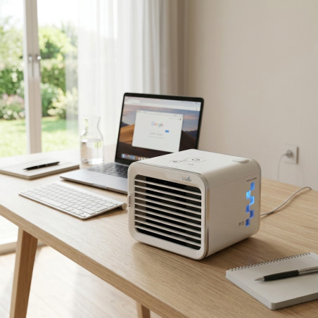 Refroidisseur d'air personnel 8 W | Mini refroidisseur d'air par évaporation avec réservoir de 550 ml | 3 vitesses | Lumière LED