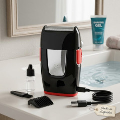 USB Travel Shaver and Trimmer | Compact Red Electric Shaver | Portable Beard Trimmer