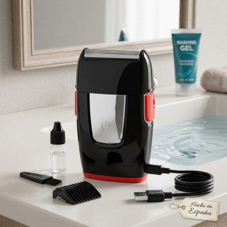 Barbeador e aparador de viagem USB | Barbeador elétrico compacto vermelho | Aparador de barba portátil