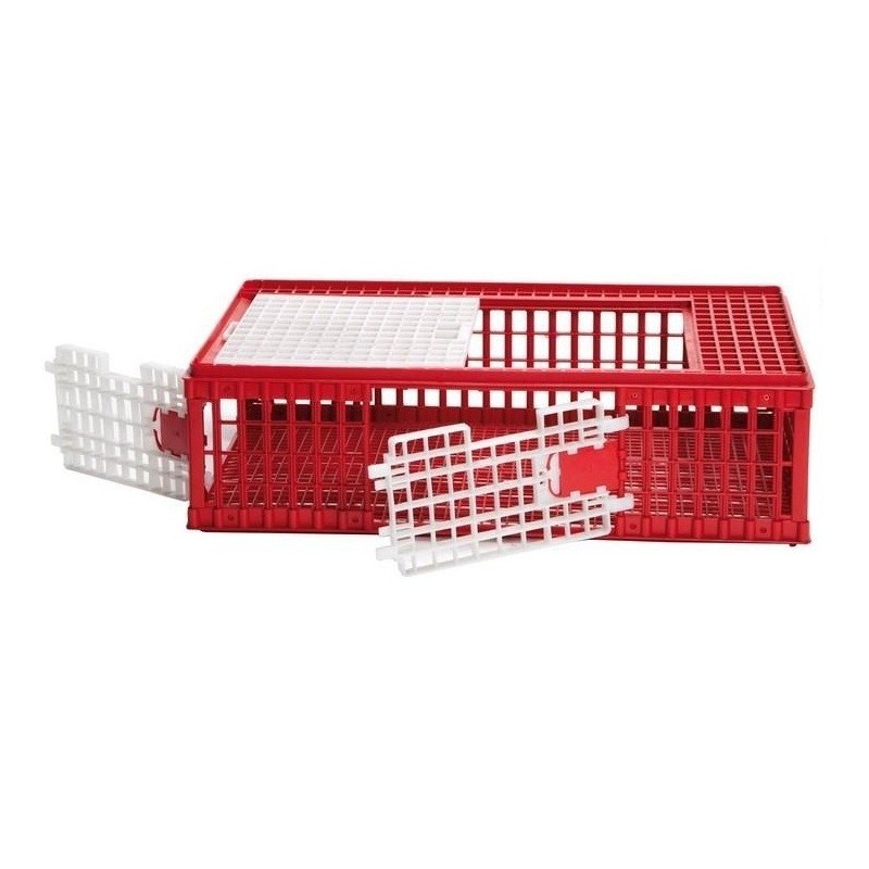 Cage de Transport en Plastique avec Porte Frontale/Coulissant pour Élevage/Agriculture/Oiseaux 95x57x29 cm