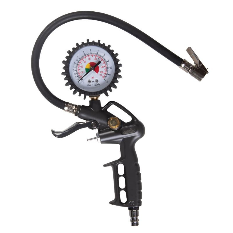 Tire Inflator Gun with Pressure Gauge 0-12 Bar | Aluminum Body | Quick Connect Tire Inflator Gun with Pressure Gauge 0-12 Bar | Aluminum Body | Quick Connect