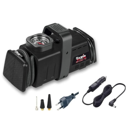 Mini-Tragbarer Luftkompressor 98 W, 12 V und 230 V | 7 bar Druck | 60 cm Schlauch und 2 Düsen