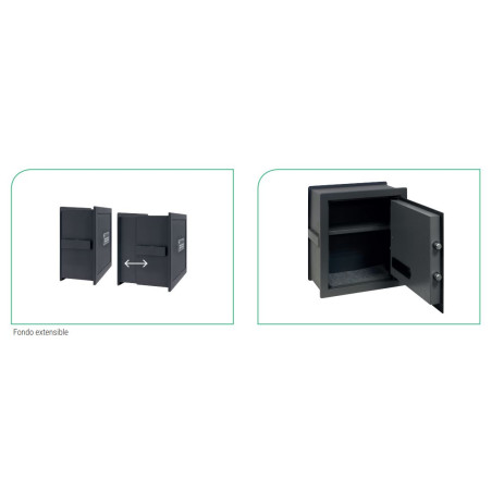 Coffre-fort extensible Arregui 21 litres | Ouverture électronique et clé | Dimensions extérieures : 39 x 36 x 25 cm
