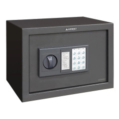 Cofre eletrônico Arregui 9L | Abertura por código e chave de emergência | Dimensões externas: 20 x 31 x 20 cm