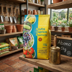 Abono Azufre Cúprico Espolvoreo 1kg para Control de Enfermedades en Cultivos y Plantas