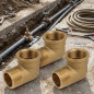 Pack 4 Codo latón Macho Hembra 1 1/2'' | Accesorio laton Aenor | Codo roscado 1 1/2'' | Unión Tubos Riego | Conector Latón