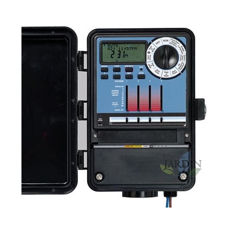 Programador de riego Híbrido 9 zonas exterior Orbit, programador híbrido, 4 zonas, riego exterior, control de agua Programador de riego Híbrido 9 zonas exterior Orbit, programador híbrido, 4 zonas, riego exterior, control de agua