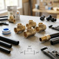 Lot de 5 Te femelle en laiton 3/4'' | Accessoire en laiton Aenor | Filetage femelle 3/4'' | Union des tuyaux d'irrigation | Conn