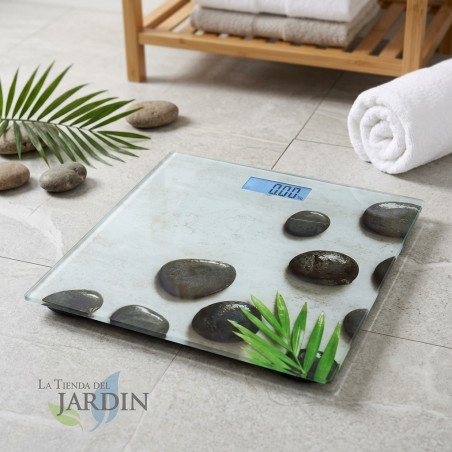 Báscula baño digital de precisión 180 Kg, modelo Piedras, cristal templado, auto encendido