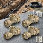 4 Stück Messing T 20mm x 1/2'' Weiblich für PE-Rohr 20mm | Aenor Zertifiziertes Messingzubehör | Gewinde T-Stück Weiblich