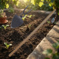 Azadilla Ancha de Jardín con Horquilla y Mango de Madera 90 cm | Herramienta de Jardinería para Huerto y Jardín