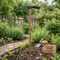 Houe lance de jardin plate avec manche 90 cm, Outil à main pour la terre