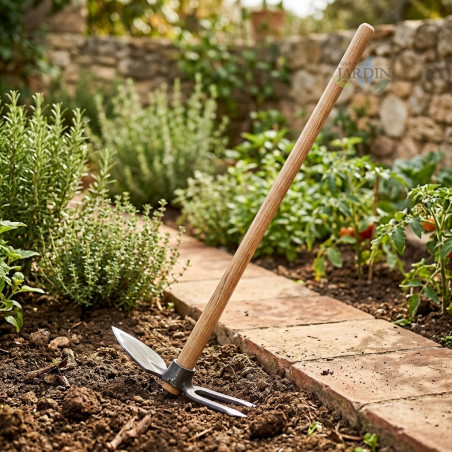 Enxada e garfo de jardim com cabo 120 cm, ferramentas de jardinagem, enxada, garfo