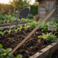 Zappa e forca da giardino con manico in legno 120 cm | Attrezzo da giardinaggio per orto e frutteto | Zappa manuale
